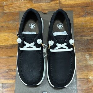Ariat Black and White Boat Shoes Sleek Design